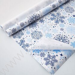 Бумага упаковочная крафт белый 100*70см 78гр/м2 Снежинки на белом NEW | Фото 2