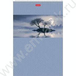 Блокнот  80л А4 спираль "Лунная ночь" клетка,УФ-лак,жесткая подложка NEW | Фото 1