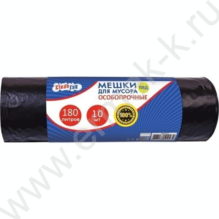 Мешки д/мусора особопрочные ПВД 90*110 180л, 40мкм(черный) 10шт/рул. /тип дна -"звезда" | Фото 1