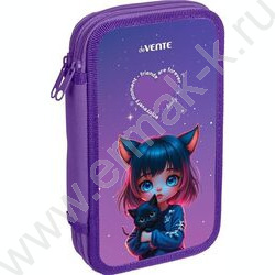 Пенал б/наполн. 2молнии  205x108мм "Friends Fore", картон с покрытием из фольги с конгрев. тисне NEW | Фото 1