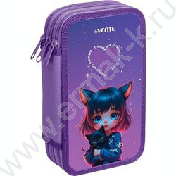 Пенал б/наполн. 3молнии 205x108мм "Friends Fore", картон с покрытием из фольги с конгрев. тиснен NEW | Фото 1