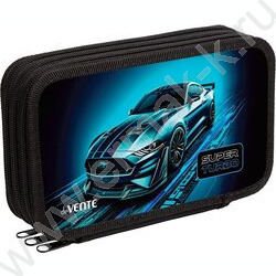 Пенал б/наполн. 3молнии 205x108мм "Super Turbo", картон с покрытием из фольги с конгрев. тиснени NEW | Фото 1