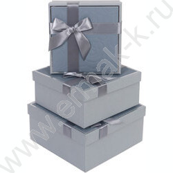 Набор подарочных коробок 3шт Rose серо-голубой 19,5*19,5*9,5-15,5*15,5*6,5 NEW | Фото 1
