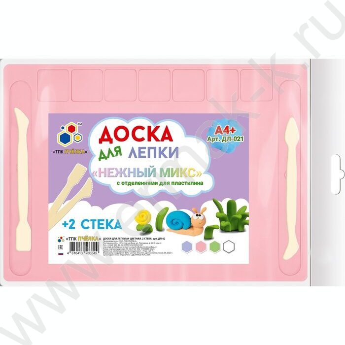 Доска д/лепки А4 /цветная, 2 стека+отделения для пластилина в пакете /нежный МИКС | Фото 1