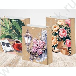 Пакет подарочный бумажный 18*23см Женский микс крафт NEW | Фото 1