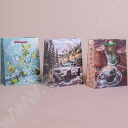 Пакет подарочный бумажный 18*23см Мужской микс NEW | Фото 2