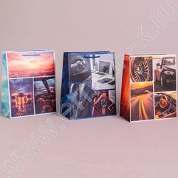 Пакет подарочный бумажный 26*32см Мужской микс NEW | Фото 2