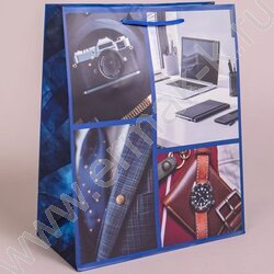 Пакет подарочный бумажный 26*32см Мужской микс NEW | Фото 4