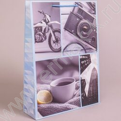 Пакет подарочный бумажный 33*45см Мужской микс NEW | Фото 4