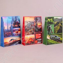 Пакет подарочный бумажный 33*45см Мужской микс NEW | Фото 2