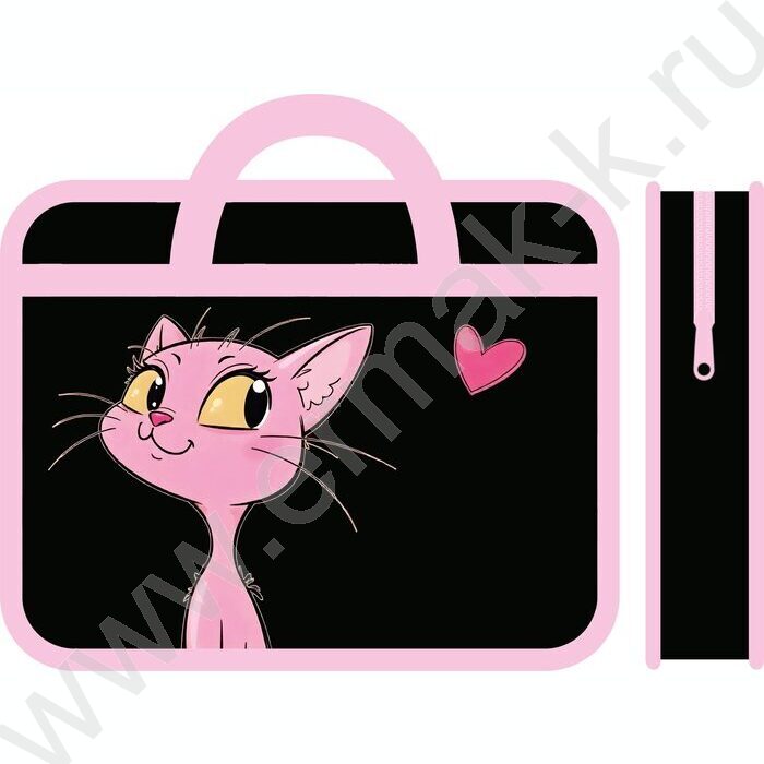 Папка д/тетрадей А4 пластик с ручками Розовый кот | Фото 1