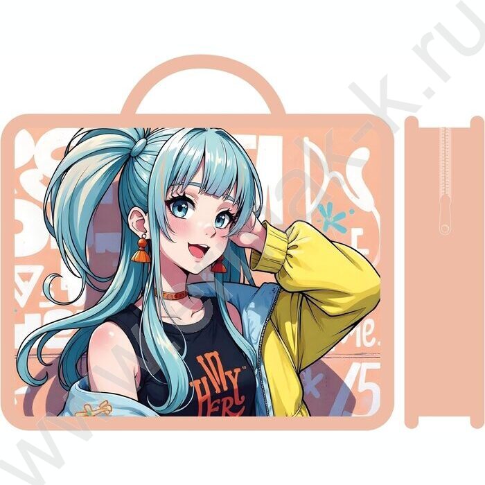 Папка д/тетрадей А4 пластик с ручками Аниме модница | Фото 1