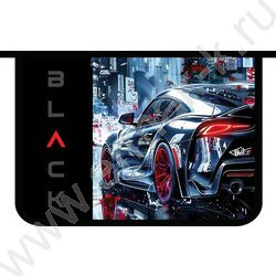 Папка д/тетрадей А4 пластик молния сверху, печать на картоне Black car NEW | Фото 1
