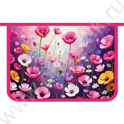 Папка д/тетрадей А4 пластик молния сверху, печать на картоне Цветы NEW | Фото 1