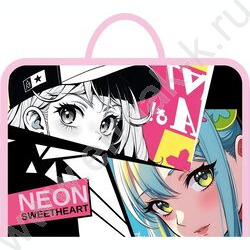 Папка д/труда А4 пластик, молния вокруг, ручки-тесьма Аниме взгляд NEW | Фото 1