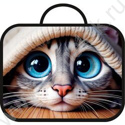 Папка школьника А4 ткань, широкая, с ручками+твердое дно "Голубоглазый кот" NEW | Фото 1