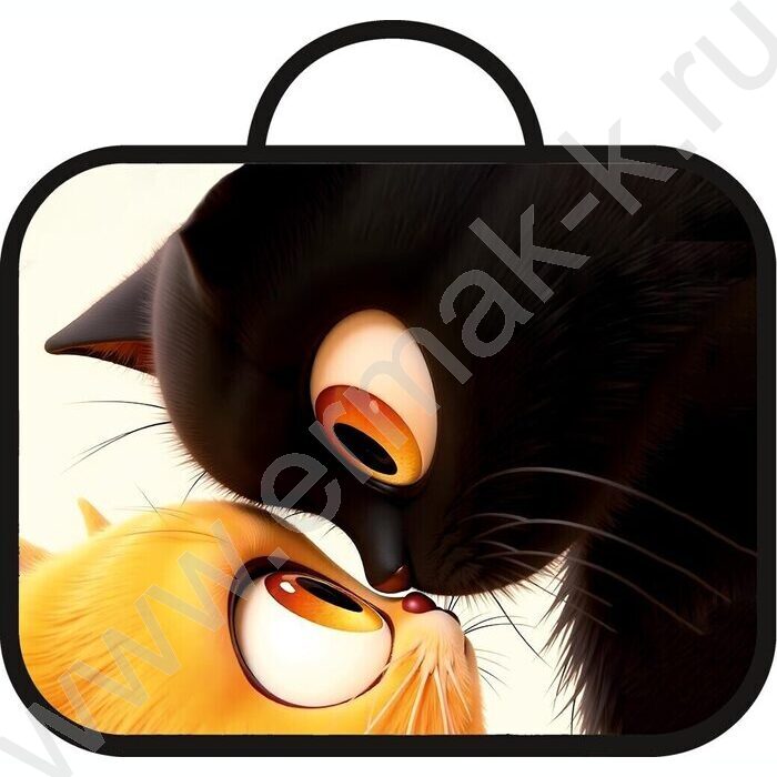 Папка школьника А4 ткань, широкая, с ручками+твердое дно "Два кота" NEW | Фото 1