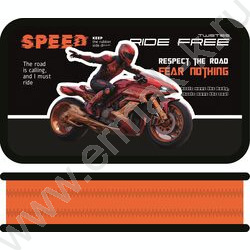 Пенал б/наполн. 2молнии 190*105мм Красный гонщик /большой, тканевый торец NEW | Фото 1