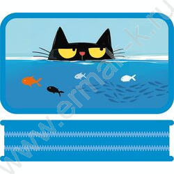 Пенал б/наполн. 2молнии 205*105мм большой МАХ Коты и рыбки /тканевый торец NEW | Фото 1