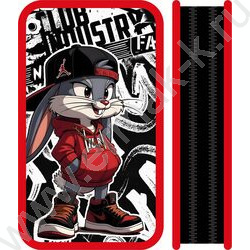 Пенал б/наполн. 2молнии 190*105мм SOFT Стильный заяц /тканевый торец NEW | Фото 1