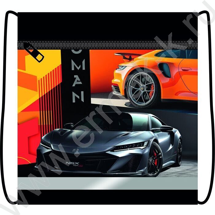 Сумка д/обуви 420*340 с карманом, светоотражающая полоса, на молнии "Sport car" NEW | Фото 1