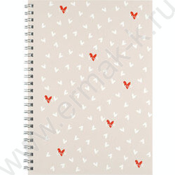 Блокнот  48л А5 спираль "Сердечки на бежевом" клетка/мат.лам. NEW | Фото 1