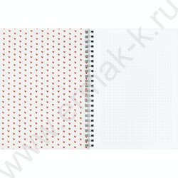 Блокнот  48л А5 спираль "Сердечки на бежевом" клетка/мат.лам. NEW | Фото 3