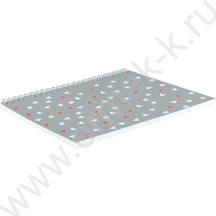 Блокнот  48л А5 спираль "Сердечки на сером" клетка/мат.лам. | Фото 2