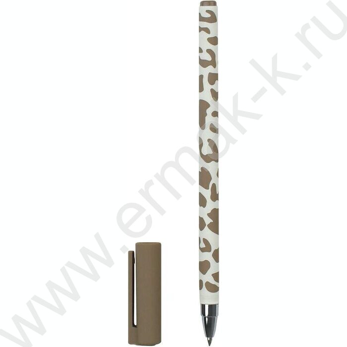 Ручка шар 0,5мм синяя Леопард бежевый /софт-тач/ | Фото 1