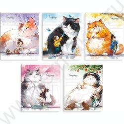 Тетрадь  18л клетка "Большие коты" /выборочный  УФ-лак/ ассорти NEW | Фото 1