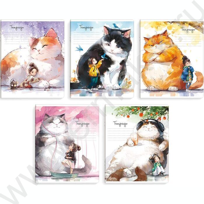 Тетрадь  18л клетка "Большие коты" /выборочный  УФ-лак/ ассорти | Фото 1