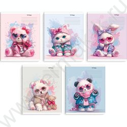 Тетрадь  18л клетка "Дерзкие зверушки" /выборочный  УФ-лак/ ассорти NEW | Фото 1