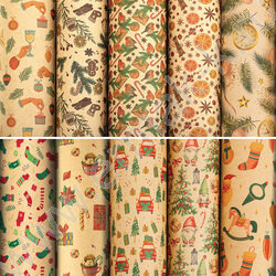 Бумага упаковочная  70*100см Christmas Kraft 1л в рулоне / 10 дизайнов/ассорти | Фото 1