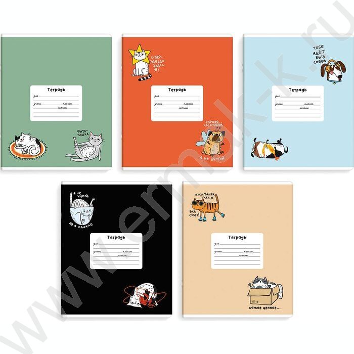 Тетрадь  18л клетка "Смешные питомцы" /выборочный  УФ-лак/ ассорти | Фото 1