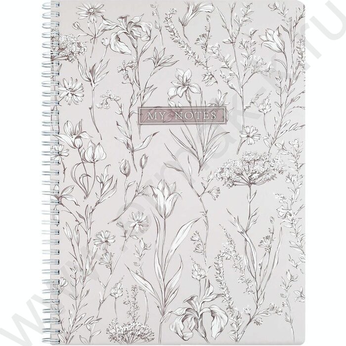 Тетрадь  96л А4 клетка/спираль "Цветочный паттерн" /мат.лам./ | Фото 1