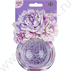 Скрепки 28мм /100шт сиреневые "Пионы" NEW | Фото 1