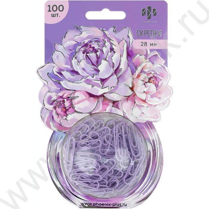 Скрепки 28мм /100шт сиреневые "Пионы" | Фото 1
