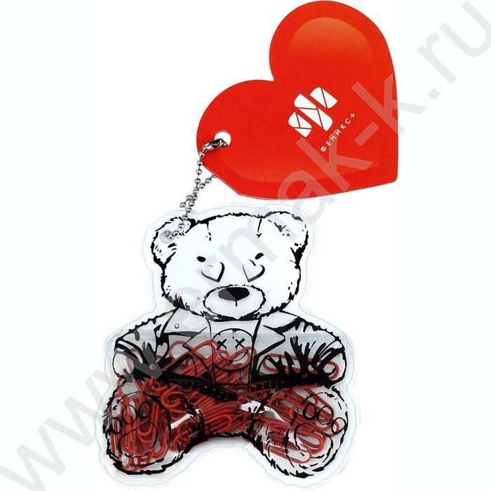 Скрепки 28мм / 40шт красные "Плюшевый мишка" /ПВХ-пакет с многоразовой струнной застёжкой (зип-л | Фото 1