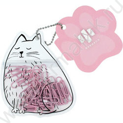 Скрепки 28мм / 40шт розовые "Белый котик" /ПВХ-пакет с многоразовой струнной застёжкой (зип-лок) NEW | Фото 1
