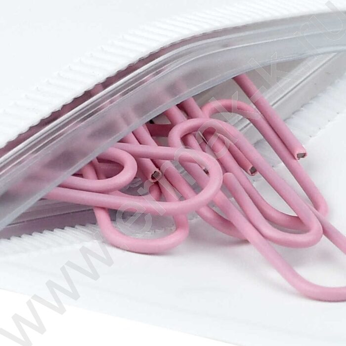 Скрепки 28мм / 40шт розовые "Белый котик" /ПВХ-пакет с многоразовой струнной застёжкой (зип-лок) | Фото 4