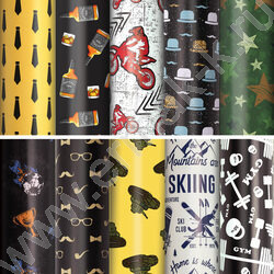 Бумага упаковочная  70*100см For Men 1л в рулоне / 10 дизайнов/ассорти | Фото 1