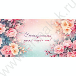 Конверт д/денег  85*165мм "С наилучшими пожеланиями. Цветочная гармония" NEW | Фото 1