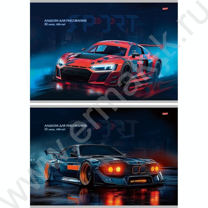 Альбом д/рисования 32л "Спортивные автомобили-5" ассорти | Фото 1
