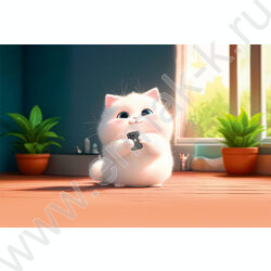 Альбом д/рисования-склейка 32л "Котик с телефоном-1" NEW | Фото 3