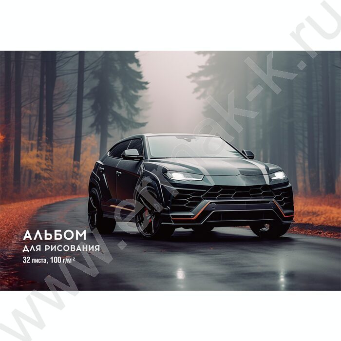 Альбом д/рисования-склейка 32л "Чёрный автомобиль-6" | Фото 1