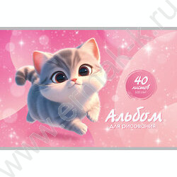 Альбом д/рисования 40л "Котики-3" ассорти NEW | Фото 2