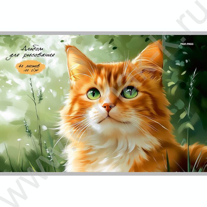 Альбом д/рисования 40л "Котики в траве" /лен/ ассорти | Фото 3