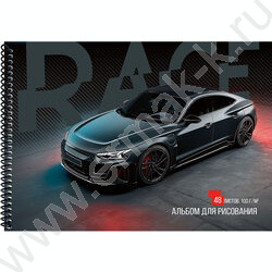 Альбом д/рисования-спираль 48л "Чёрно-белый автодуэт" /твин-лак/ ассорти NEW | Фото 2