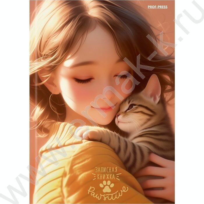 Зап. книжка  48л А6 тв.обл. "Девушка и котёнок" /глянец/лен/ | Фото 2