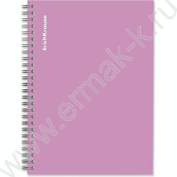 Тетрадь 120л А5 клетка/спираль "Vanilla" /лиловый /глянц.лам., тиснен. "лен" NEW | Фото 1